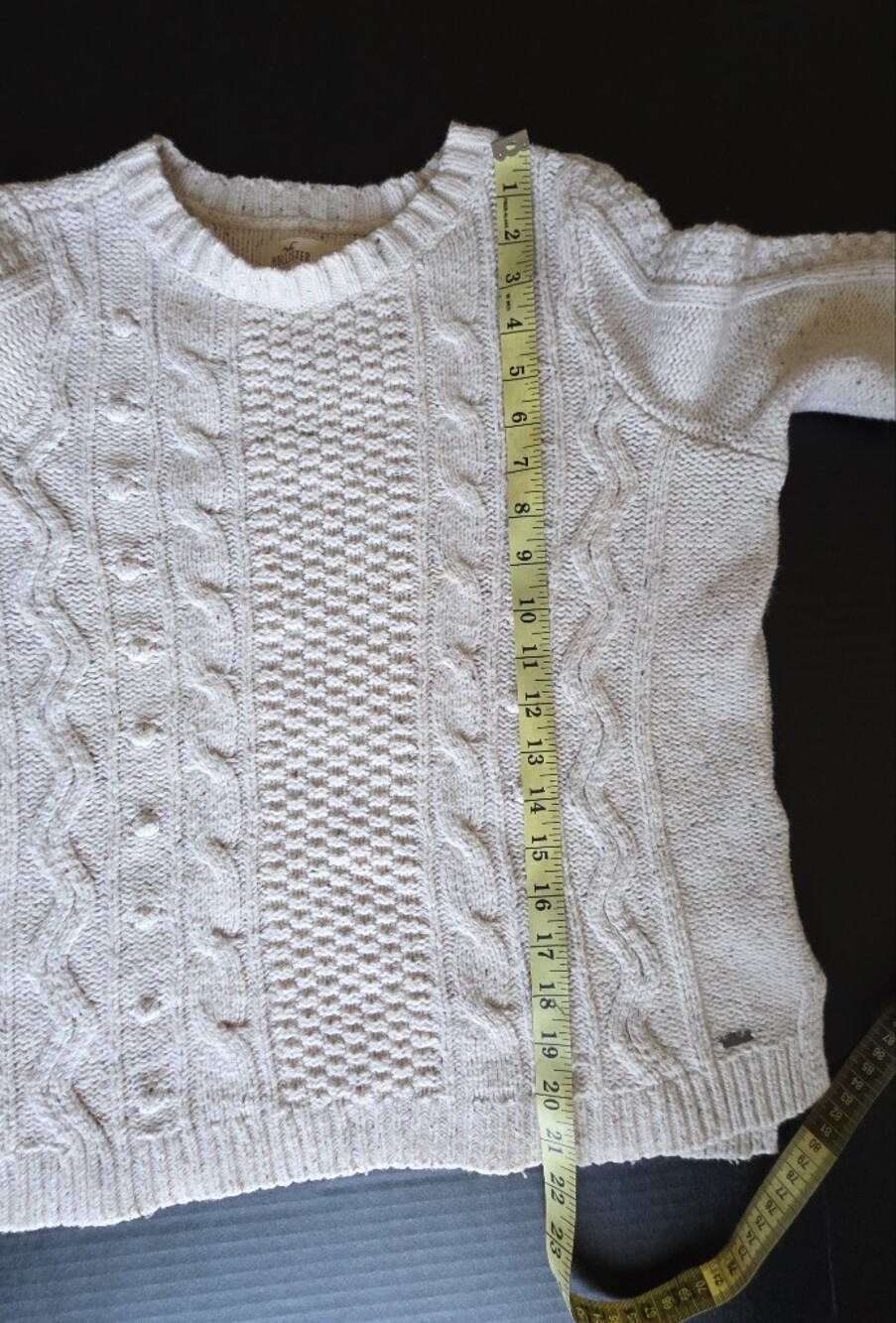 Hollister Light Pink Cable-knit Sweater crewneck Fisherman Minimalist Cozy - Picture 7 of 9